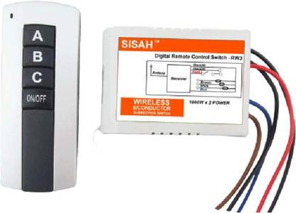 SiSAH Plastic 3 Way RF Wireless Remote Control Switch (White) Smart Kit