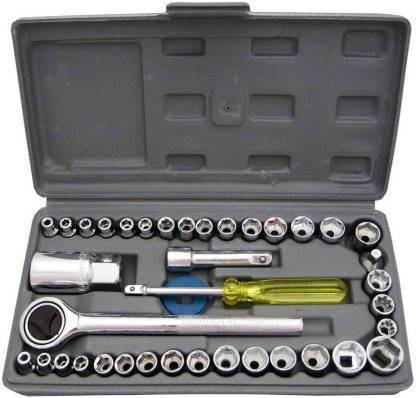 stockzone 40 in 1 Pcs Wrench Tool Kit & Screwdriver and Socket Set Automobile Motorcycle Tool Box Set Socket Wrench Sleeve Suit Hardware Auto Car Repair Tools Socket Wrenches Socket Set (Pack of 1) Socket Set