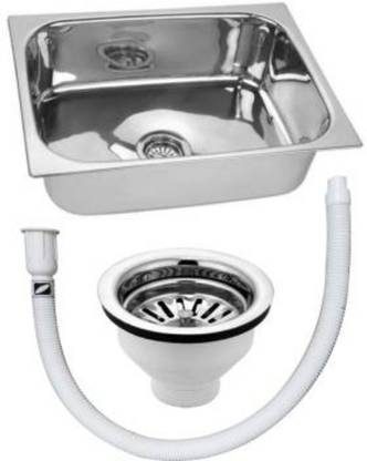 ORIENTOLUXURY Stainless Steel Kitchen Sink ( 24 x 20 x 9 inch ) Single Square Bowl 204 Grade, Satin / Chrome Finish, 311 Counter Top (Stainless Steel) with waste coupling and pipe Stainless Steel Kitchen Sink ( 24 x 20 x 9 inch ) Single Square Bowl 204 Grade, Satin / Chrome Finish, 311 Counter Top (Stainless Steel) with waste coupling and pipe Vessel Sink