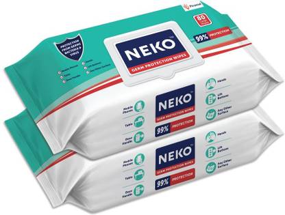 NEKO Germ Protection Wipes for Multi-surfaces | Large (200 mm X 200 mm) - Lid Pack