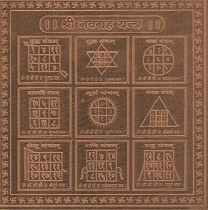 Astro Solution Hub Navagraha Yantra for Appeasement of All The Nine Planets (Brown_4 Inch X 4 Inch) Copper Yantra