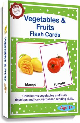 Meraki Babies LArge Size Flash cards for Kids_Vegetables & Fruits_30 cards