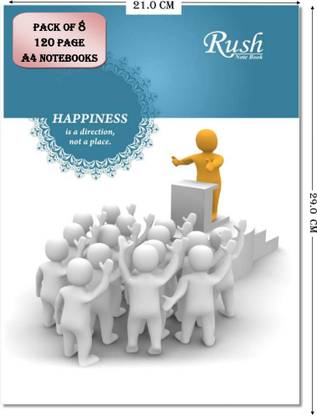 Rush 120 Pages A4 Note Book (Set of 8)| Single Line Ruled | A4 Khata | A4 Long Register | For Students of School, College and Office Use | Notebook Combo A4 Notebook Single Line Ruled 120 Pages