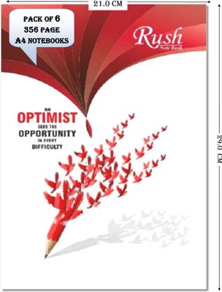 Rush 356 Pages A4 Note Book (Set of 6)| Single Line Ruled | A4 Khata | A4 Long Register | For Students of School, College and Office Use | Notebook Combo A4 Note Book Single Line Ruled 356 Pages