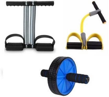 COMODO Exclusive pairs of Abwheel roller & Rubber T.T. & Double spring tummy Trimmer Fitness Accessory Kit Kit
