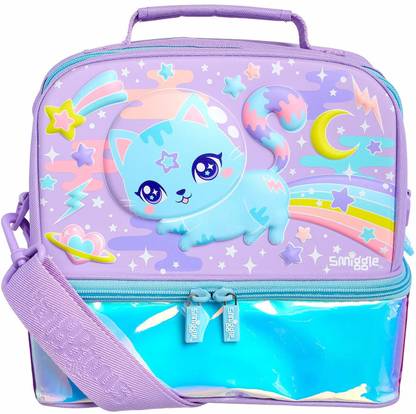 Smiggle Far Away Hardtop Lunchbox | Cat Print Lunch Bag