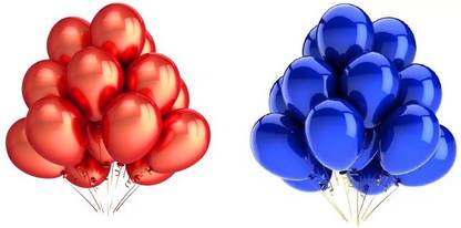 Veluce Solid Blue and Red balloon ( 50 balloons in one packet ) Balloon