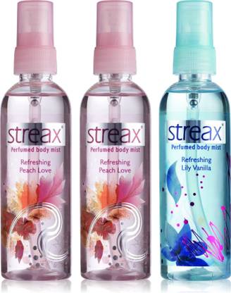 Streax Perfumed Body Mist (Peach Love,Lily Vanila ) Pack of 3 Body Mist  -  For Women