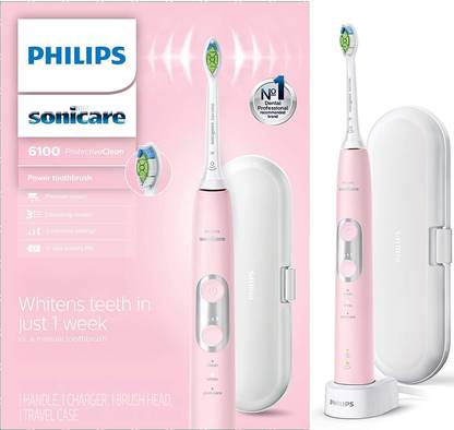 PHILIPS Sonicare Protectiveclean 6100 Whitening Rechargeable Electric Toothbrush With Pressure Sensor And In Electric Toothbrush