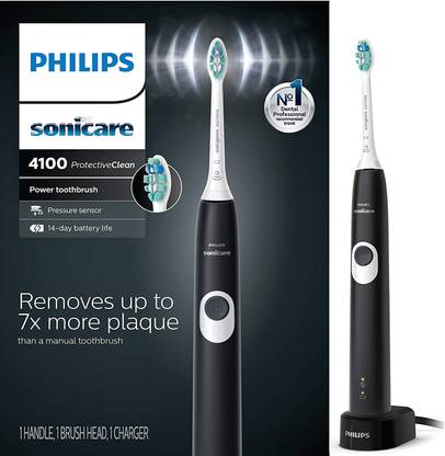 PHILIPS Sonicare Protectiveclean 4100 Plaque Control, Rechargeable Electric Toothbrush With Pressure Sensor, Electric Toothbrush