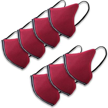 TONOTO Reusable Protective Pollution Mesh Mask with Mask Strap Extension and Nose Clip | Pack of 7 Black Red Face Cut Fit Face Mask | 5 Layer Filtration Protection Against Air Pollution, Dust Particles and Small Particles | With Spun Bonded and Non Woven Layers T-95-09 Reusable, Washable Cloth Mask With Melt Blown Fabric Layer