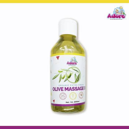 Adore Organic Extra Virgin Olive Massage Oil - Treats Diaper Rashes - Hair and Body Nourishment - Cradle Cap