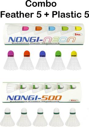 Nongi Combo Feather and Plastic Shuttle  - White