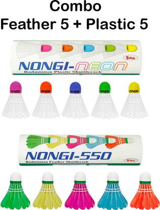 Nongi Combo Feather and Plastic Shuttle  - Multicolor