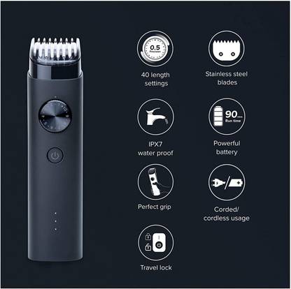 Mi Corded & Cordless Waterproof Beard Trimmer with Fast Charging - 40 length settings Trimmer 89 min  Runtime 40 Length Settings