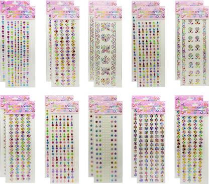 Asera Self-Adhesive Multishaped Multicolored Stone Stickers for Art and Craft Activity (Set of 10)