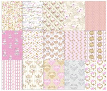 R H lifestyle A4 Love Theme Paper Pack 45 Sheets Elegant Retro Thick Beautiful Pattern Printed Paper For DIY