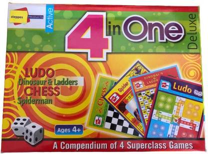 steppes 4 in 1 game small chess ludo snake and ladder and spider man Party & Fun Board Game