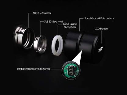 geutejj Smart Bottle with LED Temperature Display with Touch Screen Smart 389 500 ml Bottle