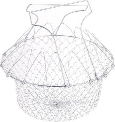 fast demand Foldable Basket Strainer Kitchen Tool for Cook Deep Fry Boiling Steaming Poaching Blanching Colander Rinse Solid Stainless Steel Net 12 in 1 Collapsible Deep Frying Basket