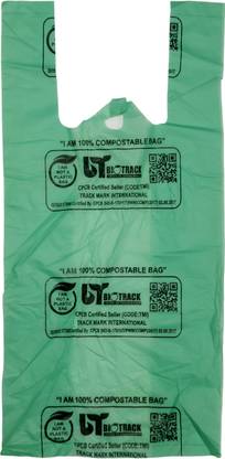 Biotrack Biodegradable and Compostable Corn Starch Non Polluting Carry Bags (Size 16×20) Pack Of 50 Bags Medium 50 L Garbage Bag  Pack Of 50