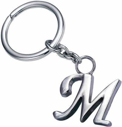 gtrp English-Alphabet-Letter-M-Silver-Metal-Keychain Key Chain
