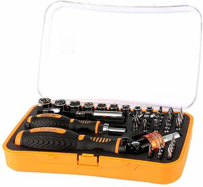 JAKEMY 43-In-1 Multifunction Rachet Socket Professional Screwdriver with Socket and Bit Set, Ratchet screwdrivers with twist reverse and Ratchet Lock Mechanism, Comfortable Grip Handle - JM-6102 Precision Screwdriver Set