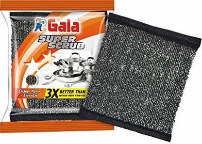 GALA Super Scrub Set – Made of Steel – Black (Pack of 8) Scrub Pad