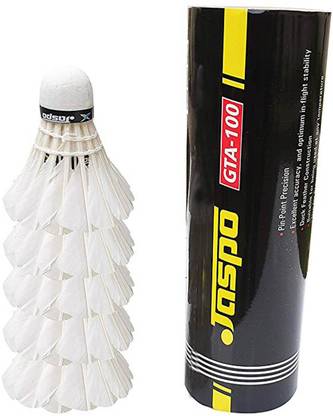 Jaspo GTA-100 Feather Shuttlecocks (Pack of 5) Shuttle Feather Shuttle  - White