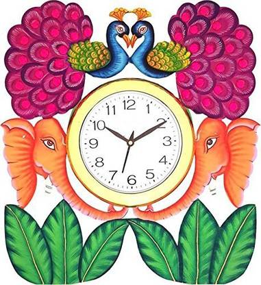 peacock art Analog 40 cm X 32 cm Wall Clock