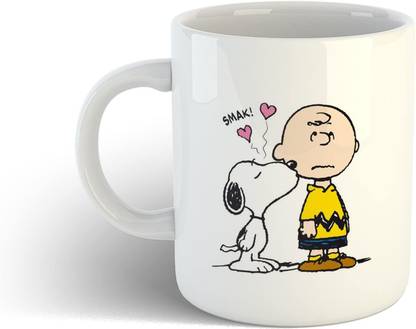 Vrantikar Peanuts Snoopy Ceramic Coffee Cute 'Charlie Snoopy Happines Love Kiss'Printed Coffee Cups Cartoons Best Gift for Dog Lover Printed Coffee Ceramic Coffee Mug