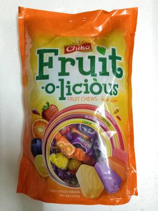Chiko Fruitolicious fruit flavoured soft toffees strawberry, orange, blackcurrant, lemon Toffee
