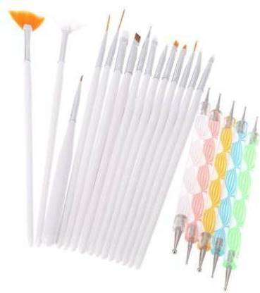 SKINPLUS Combo of 15 Pcs Nail Art Brush Set and 5 Pcs Nail Dotting tools