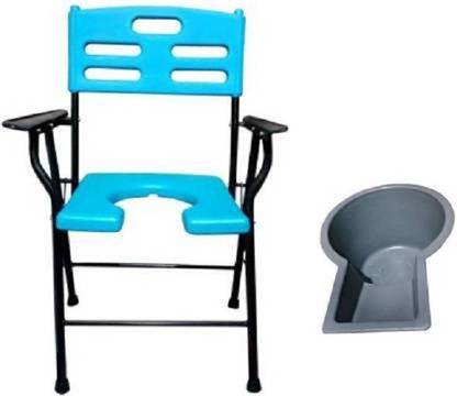 Rohit surgical BLUE COMMODE CHAIR WITH ANY TYPE COLOR POT Commode Chair