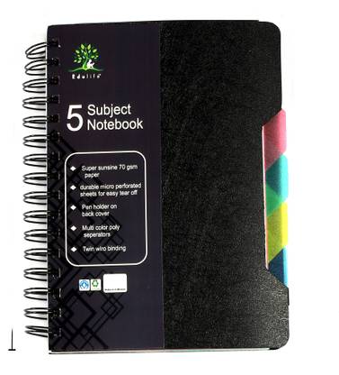 Edulife 5 Subject Notebook Regular Notebook Single Ruled 300 Pages