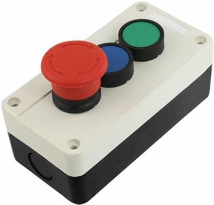 SS System AC 400V 10A 2NO 1NC Blue Green Round Red Mushroom Head Push Button Switch Station Power Supply Electronic Hobby Kit