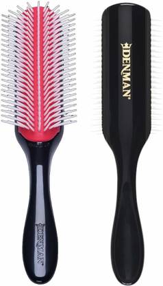Denman Classic Styling Brush 9 Row - D4 - Hair Brush for Separating, Shaping & Defining Curls - Blow-Drying, Styling & Detangling Brush – Black