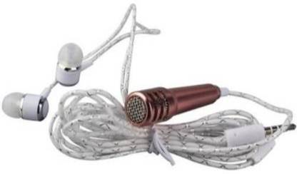 ROAR SRJ_456R_ Karoke Singing Microphone Metal Sing Mic for Phone, for Computer, for PC Audio Cable with Stereo Earphone Compatible with all smart & IOS devices Microphone