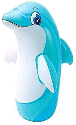DIVYA Dolphin Shape 3-D Punching Hit Me Bag, Multi Color (Keep Water in Base) Inflatable Bouncer 0