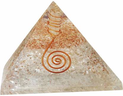 Multiagate Clear Quartz Orgone Pyramid Quartz Orgonite Pyramid Decorative Showpiece  -  5 cm