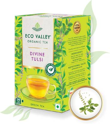 WeiKFiELD Eco Valley Organic Tea Divine Tulsi, Green Tea Green Tea Bags Box
