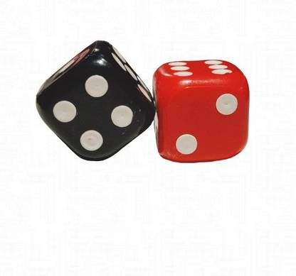 Csome4u Plastic Dice For Ludo Playing Size Large (2Pcs) Black,Red Board Game Accessories