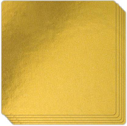 ESCAPER Golden Plain Square Shape (10 inches - Medium Size - Pack of 5 units ) Cake Base, Ideal for 2-4 pound cake Gold Plated Cake Server