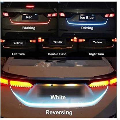 QAWACHH Universal 60 Led,Dicky Streamer Brake Turn Signal Flow LED Strip Trunk Light 4 Color Car Fancy Lights
