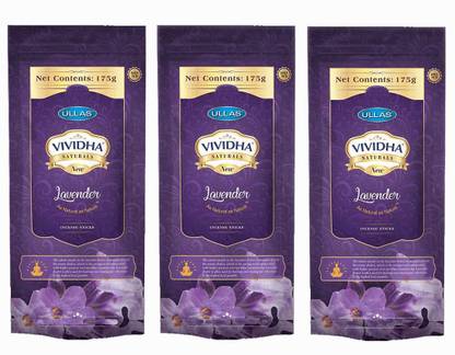 ullas agarbathi VIVIDHA LAVENDER ZIPPER PREMIUM INCENSE STICKS (PACK OF 3 ) 150 GM EACH FLORAL