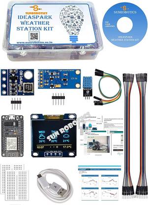 SunRobotics ESP8266 weather station kit with DHT11 temperature humidity,BMP180 atmospheric pressure,BH1750 fvi light sensor, 0.96" oled iic display