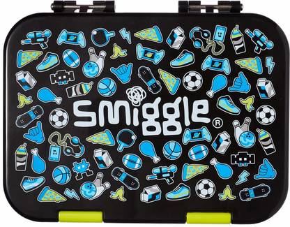 Smiggle Life Small Happy Bento Lunchbox | Black 4 Containers Lunch Box