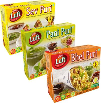 wah luft Instant and Delicious Chaat Special Combo Pack - ( Bhel Puri Kit 500gm, Pani Puri Kit 280gm, Sev Puri Kit 500gm)