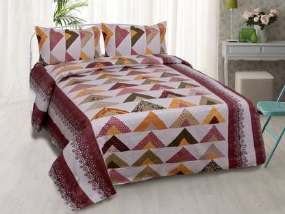 Quilt n Razai 180 TC Cotton King Jaipuri Prints Flat Bedsheet