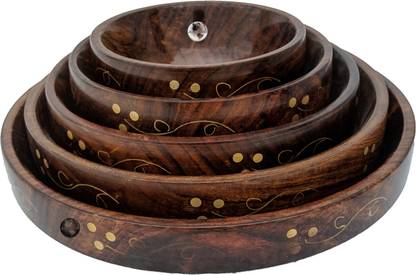 ACECRAFTTRADERS Wooden Serving Bowl Wooden Handcrafted Bowl Set